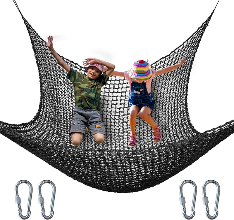 nets Tribe Kids Climbing Cargo Net, 6.5 * 9.8 ft Playground Safety Net, Polyester Double Layers Net Bridge for Inside, Outside, Backyard,Tree House, Obstacle Training, Monkey Bar, Black (6.5 * 9.8) - Image 1